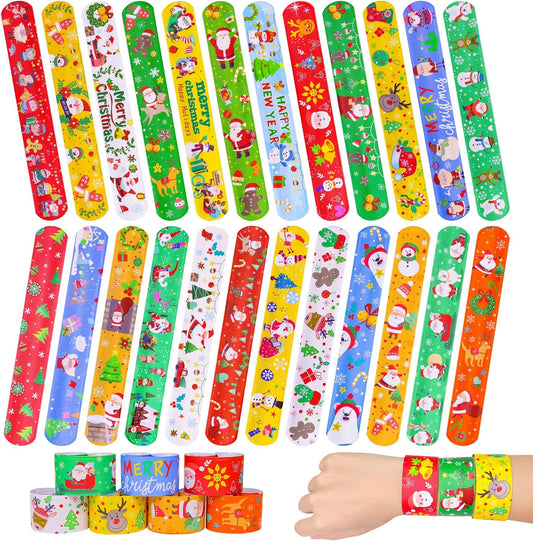 MGparty 72pcs Christmas Slap Bracelets Party Favors Toys for Kids Xmas Party Favors Christmas Stocking Stuffers Gifts Birthday Gifts