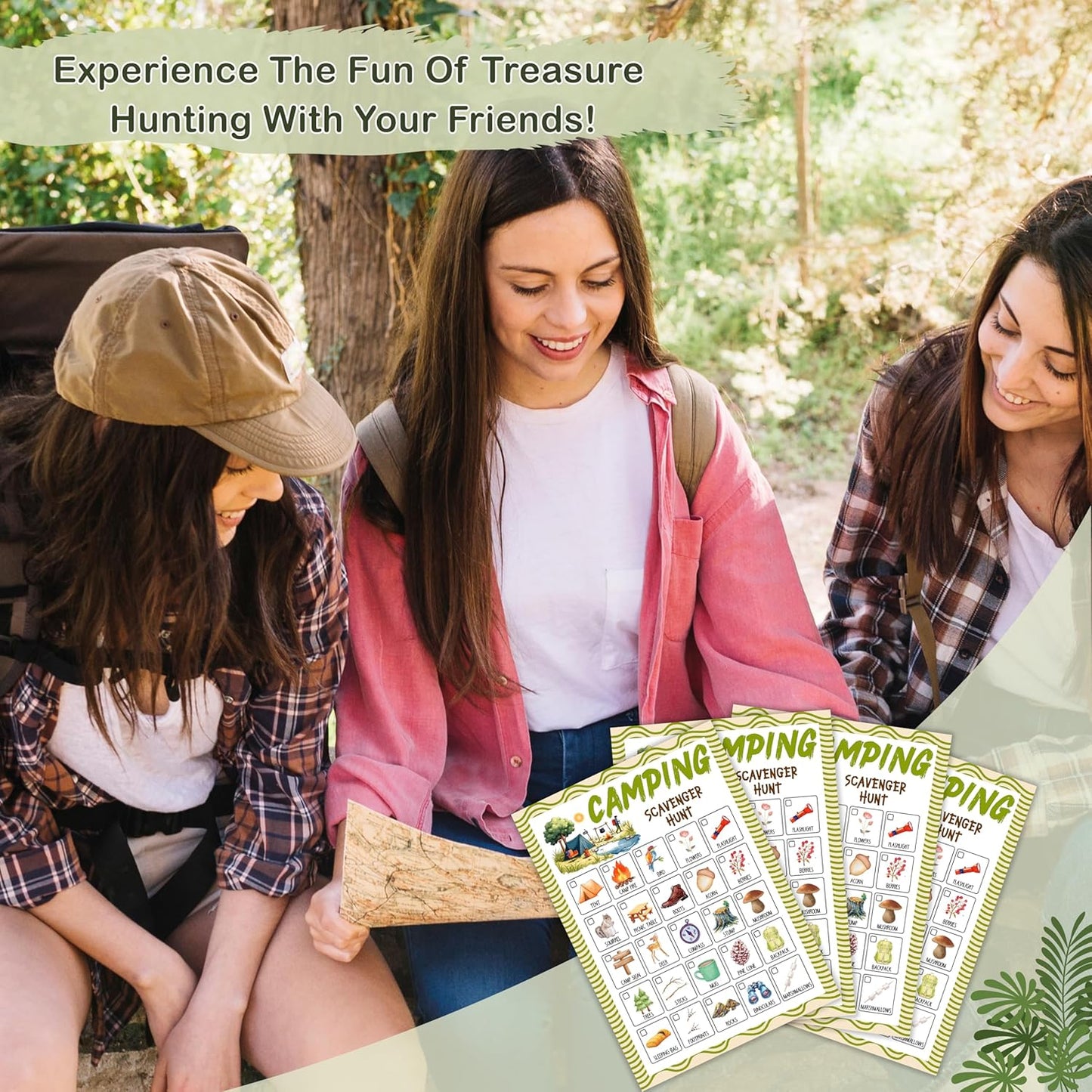 Camping Scavenger Hunt Cards, Seek and Find Camping Games, Outdoor Scavenger Hunt Game for Adults, Nature Treasure Hunt Game, Camping Party Decorations, Spring Summer Holiday Party Supplies -04