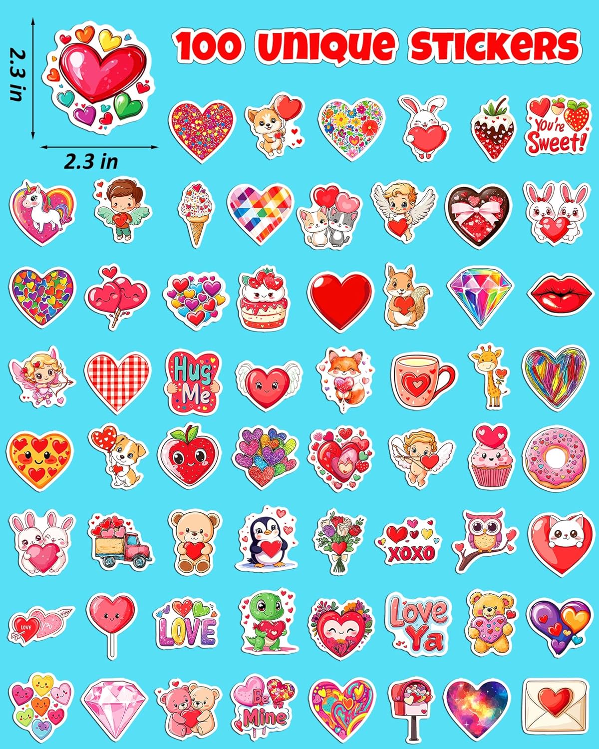JCFIRE 200PCS Stickers for Kids, Waterproof Cute Mixed Animal Food Vinyl Scrapbook Stickers for Water Bottle, Book, Laptop, Goodie Bags Stuffers Kids Party Favors, Classroom Supplies Must Haves