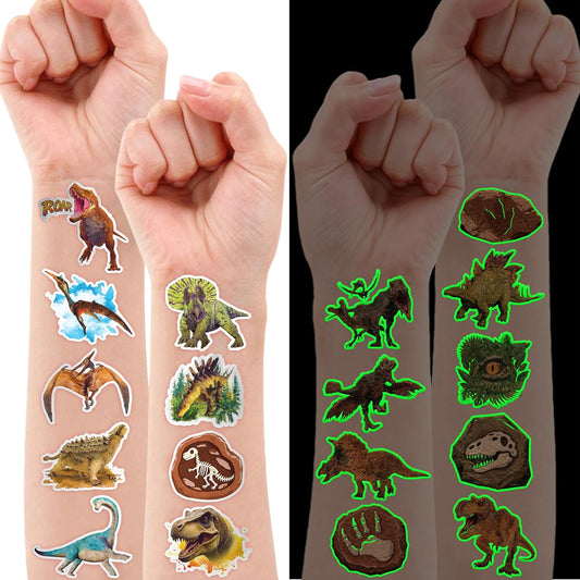 120 PCS Funny Dinosaur 3D Pre-Cut Temporary Tattoos for Kids | Super Cute Themed Birthday Party Favors, Supplies, Decorations, Funny Jungle Fake Tattoo Stickers, Gifts for Boys Girls