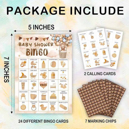 Baby Shower Bingo Game for Adults, Baby Shower Party Bingo Game Set, Woodland Games Cards, Gender Reveal Favors for Family Friends, Large Group Games Decor & Supplies -22