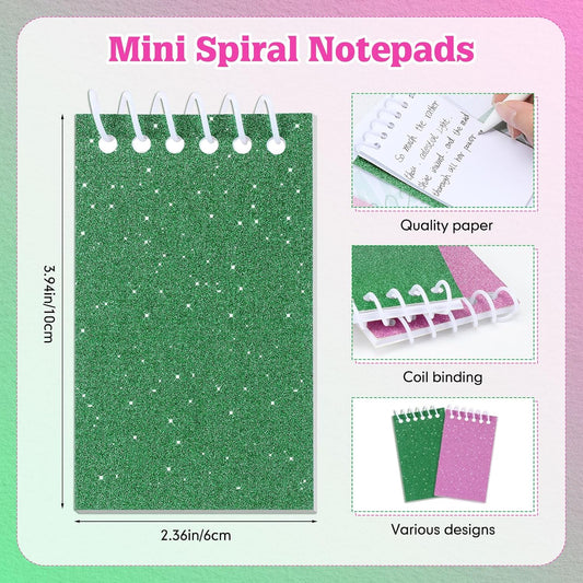 Resurhang 24 Pcs Witch Notepads Mini Spiral Notepads Small Prism 3.9 x 2.4 Inch Glitter Colorful Notebooks for Birthday Christmas Witch Party Supplies Gifts