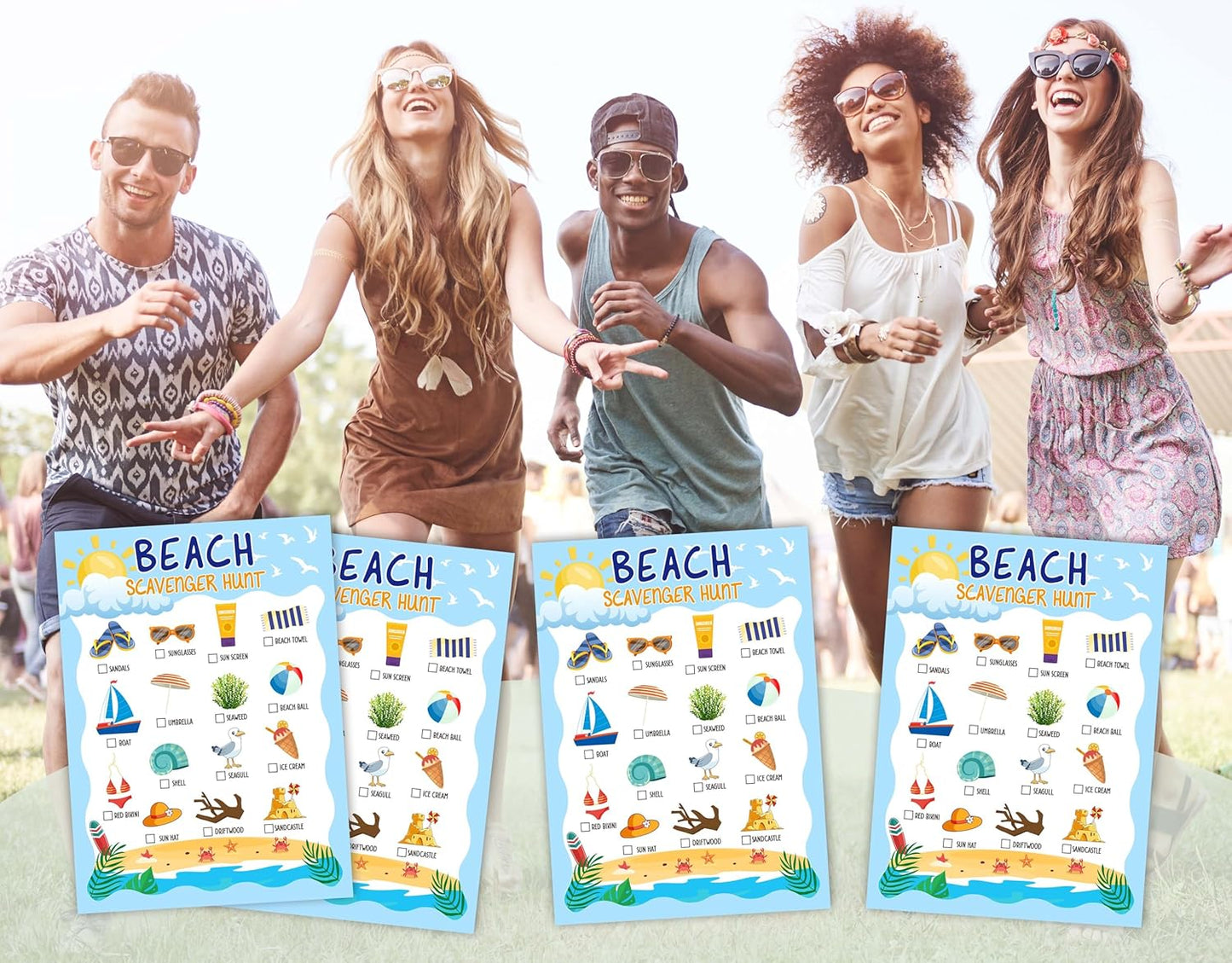 Beach Scavenger Treasure Hunt Game Cards, Outdoor Nature Scavenger Hunt Games, Summer Holiday Birthday Party Supplies Activities(25 Game Cards), 06