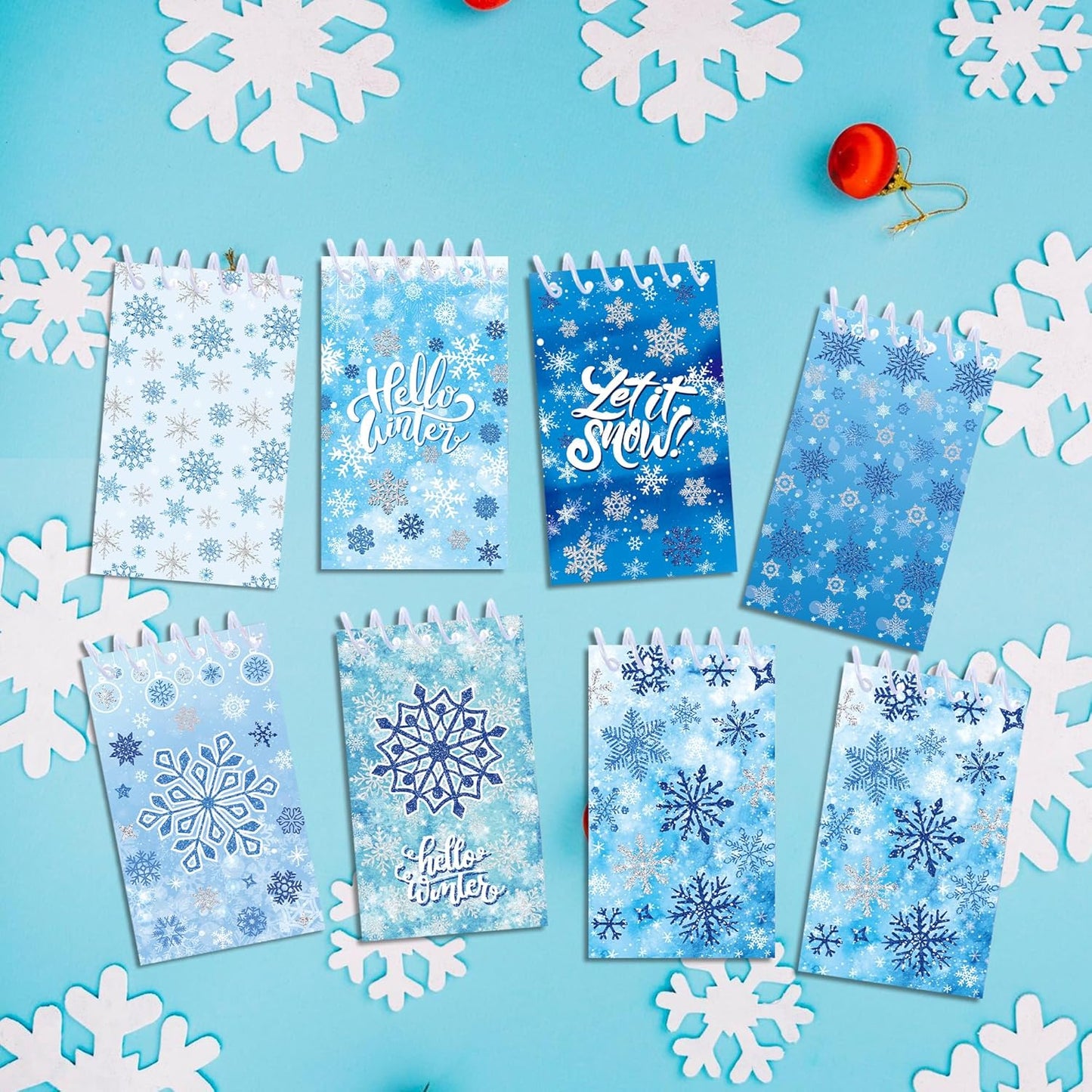 24 Pcs Christmas Snowflake Mini Pocket Notebooks 2.36 x 3.94 Inch Christmas Snowflake Small Notepads Winter Them Birthday Party Favors Gift for Office Teacher Classroom Rewards Supplies