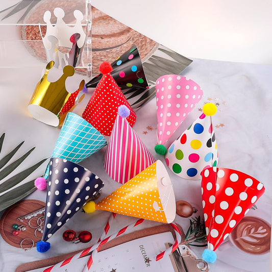 Mini Party Cone Hats for Stuffed Animals - Assorted Birthday Hats for Dolls Dogs Cats Rabbits Puppies Pet Toys