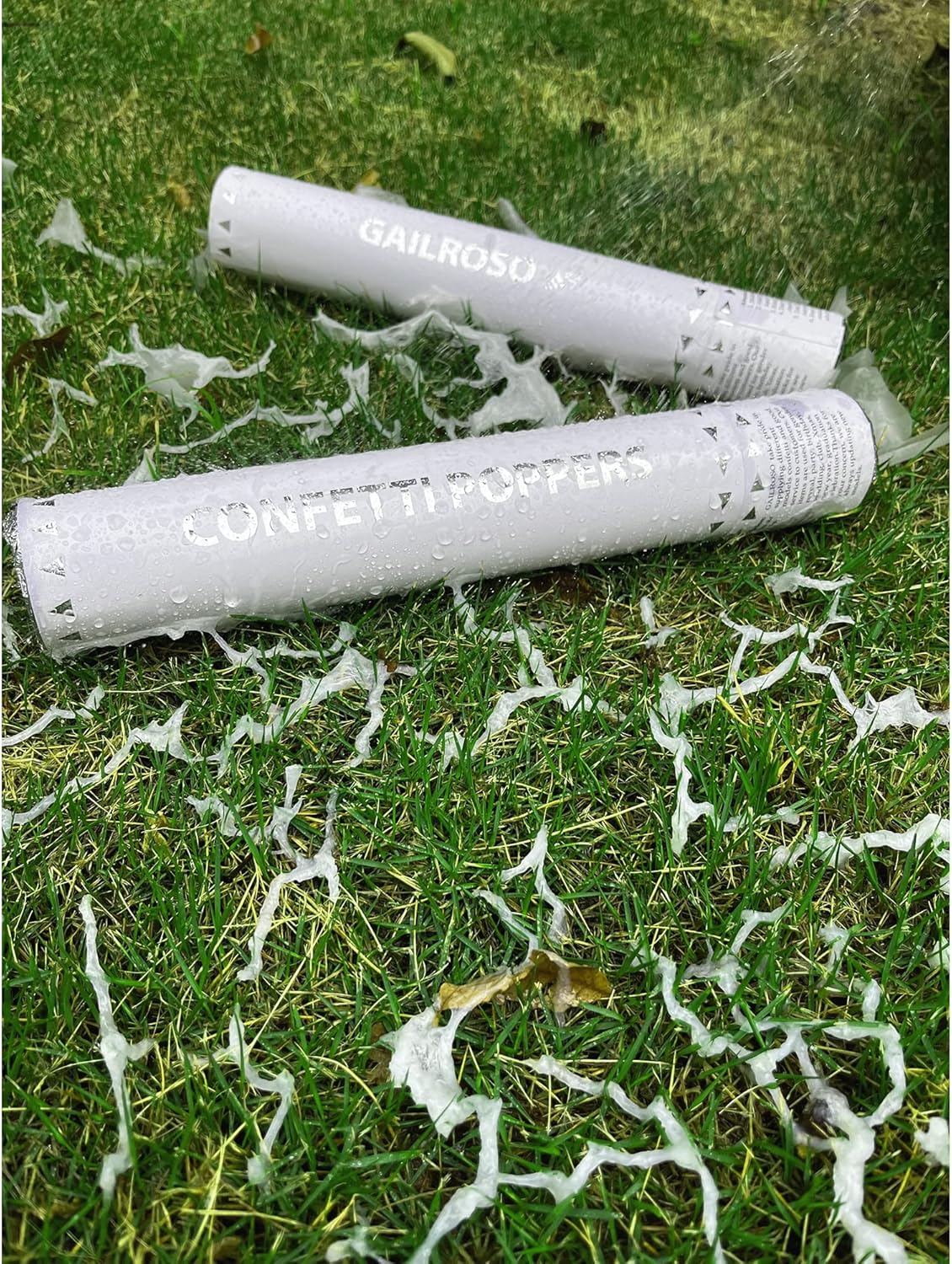 White Confetti Poppers,Rice Paper Water Soluble Cannon for Wedding,Biodegradable Confetti Poppers Air Powered For Engagement,Wedding,Birthday,Celebrations and New Years Eve(White 6pack)