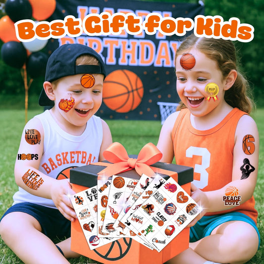 96PCS Basketball Temporary Pre - cut Tattoos - Olympic MVP Sports Game -Themed Stickers for Kids' Birthday Party Supplies, Decorations, Favors, and Prizes - Cute Gifts for Boys and Girls