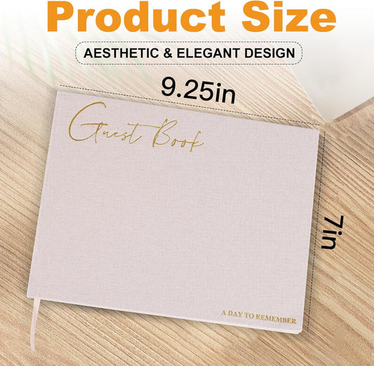 Utron Elegant Wedding Guest Book, Linen Guestbook to Sign in, Polaroid Guest Book for Wedding Receptions, Baby Showers, Birthdays and Special Events - Blank and Lined Acid Free Paper (Green)