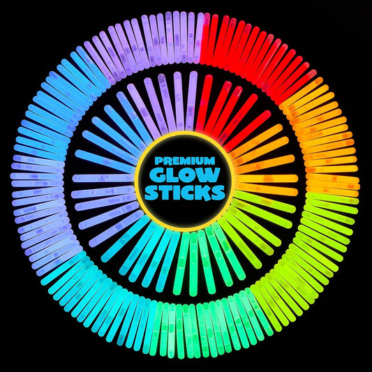 JOYIN 100 Mini Glow Sticks(1.7"), 8 Colors, Small Glow in The Dark for Easter Eggs Party Favors,Easter Basket Stuffer Party Pack, Weddings Classroom Decorations Prizes
