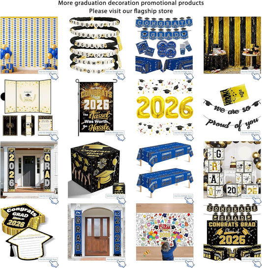 OHOME Graduation Decorations 2026-36 PCS Graduation Cupcake Toppers - 2026 Graduation Party Decorations - Mini Cake Decorations for Class of 2026,Diploma, 2026, Grad Cap Set (Black)