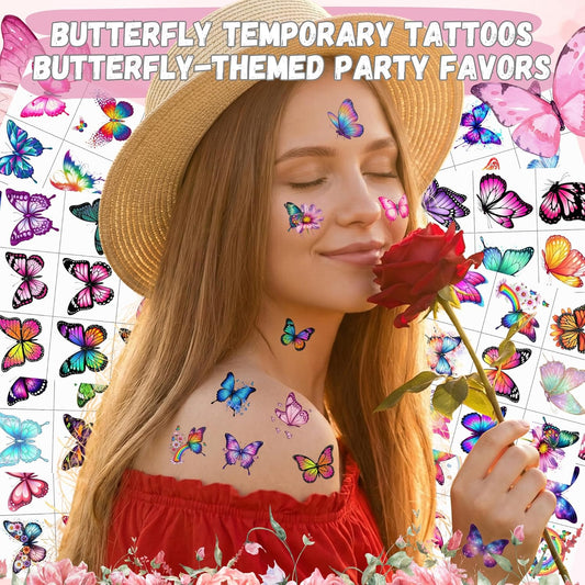 96PCS Wildflower Temporary Tattoos Stickers - Bouquets Flower Themed Birthday Party Favors Floral Birthday Party Decorations Supplies Accessories Gift For Kids Teen Girl Women Classroom Prizes Rewards