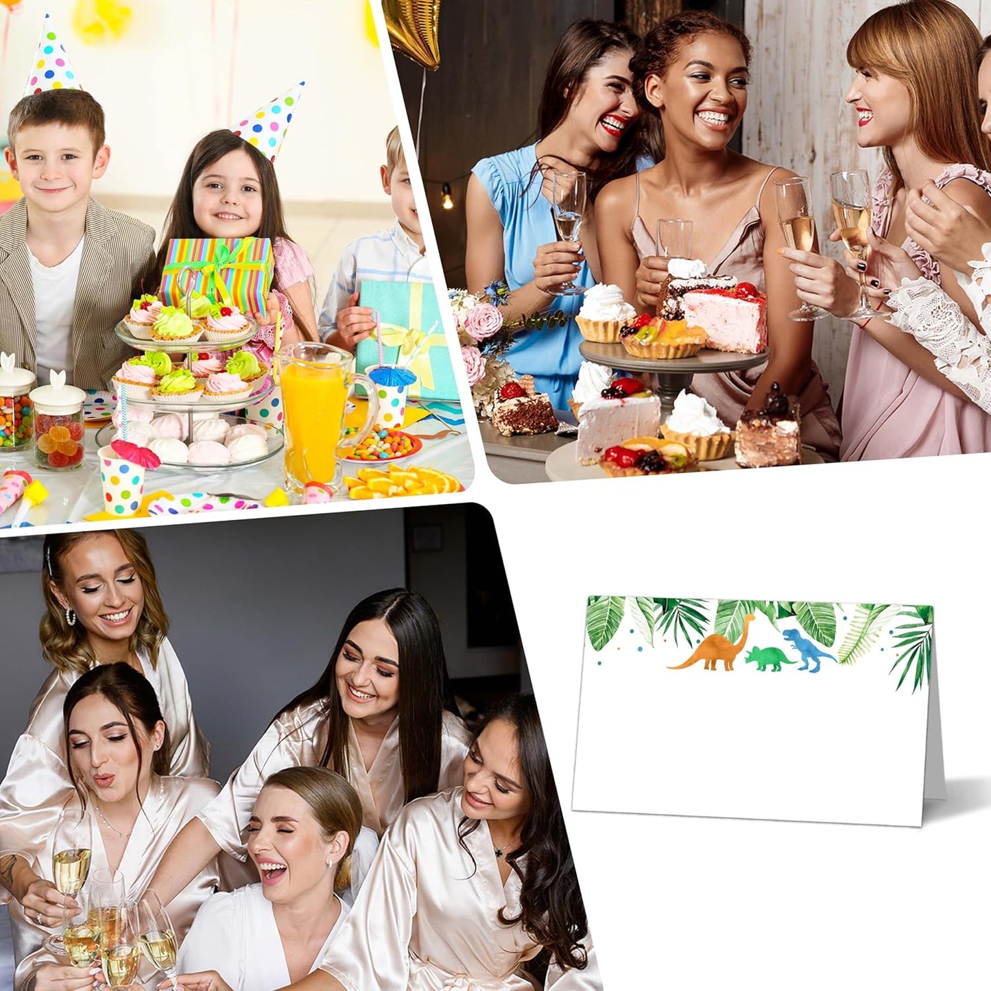 Dinosaur Table Place Cards - 25PCS Tent Cards - Tropical Dino Themed Food Lables - Name Place Cards for Table Setting - Name Cards for Birthday Party Baby Shower - Scored for Easy Folding -12