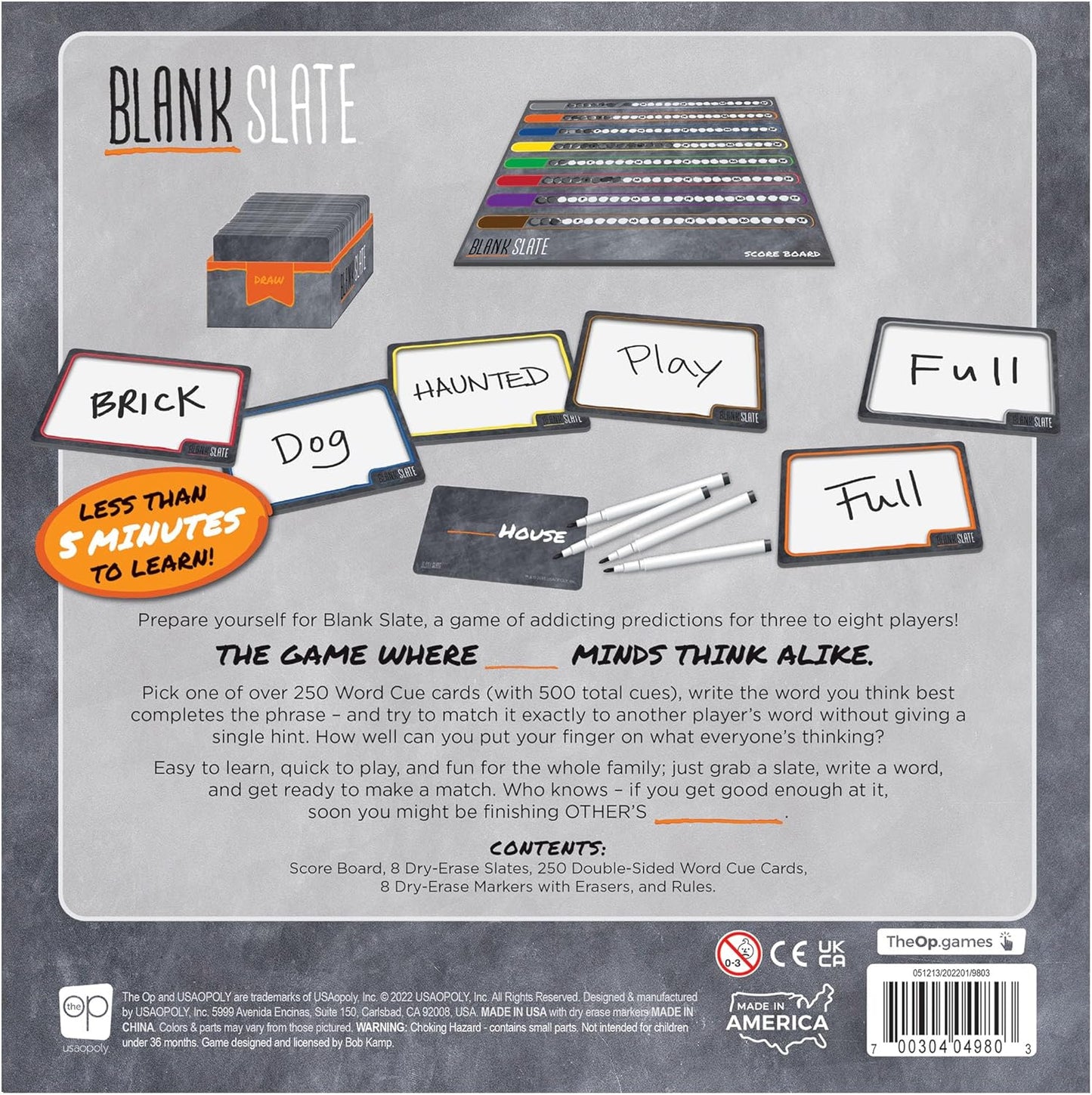 USAOPOLY BLANK SLATE, Where Great Minds Think Alike, Fun Family-Friendly Board Game, Word Association Party Game, Easy to Learn, Fun to Play Family Game Night, 3-8 Players, Ages 8+