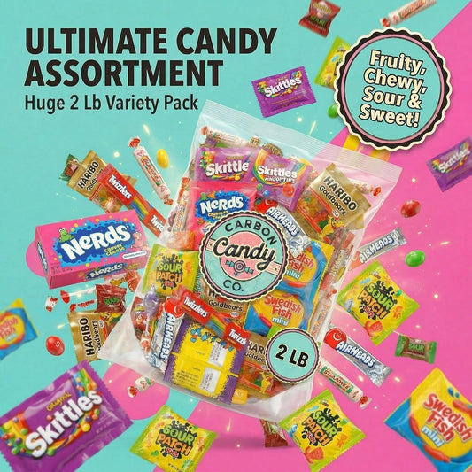Bulk Candy Variety Pack - 2 lb - Bulk Candy Individually Wrapped - Assorted Mix - Lollipops, Hard, Fruity - Dulces - Big Bag for Party Favors - Father's Day