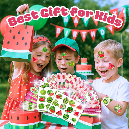48 PCS Watermelon Party Set 24 PCS Watermelon Tattoos & 24 PCS Slap Bracelets Fun Summer Birthday, Baby Shower, Classroom Rewards, Decorations & Gifts for Kids