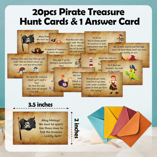 Pirate Games for Friends Groups, Pirate Treasure Hunt Clues Cards, Halloween Scavenger Hunt Games, Holiday Party Decorations Supplies Favors,11
