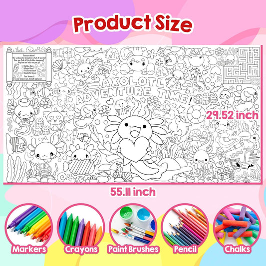Duck Giant Coloring Poster Cute Little Yellow Duck Tablecloth with Quack Quack Maze Game Create Your Own Duck Table Cover Classroom Activities DIY Crafts Birthday Party Supplies Wall Decor for Kids