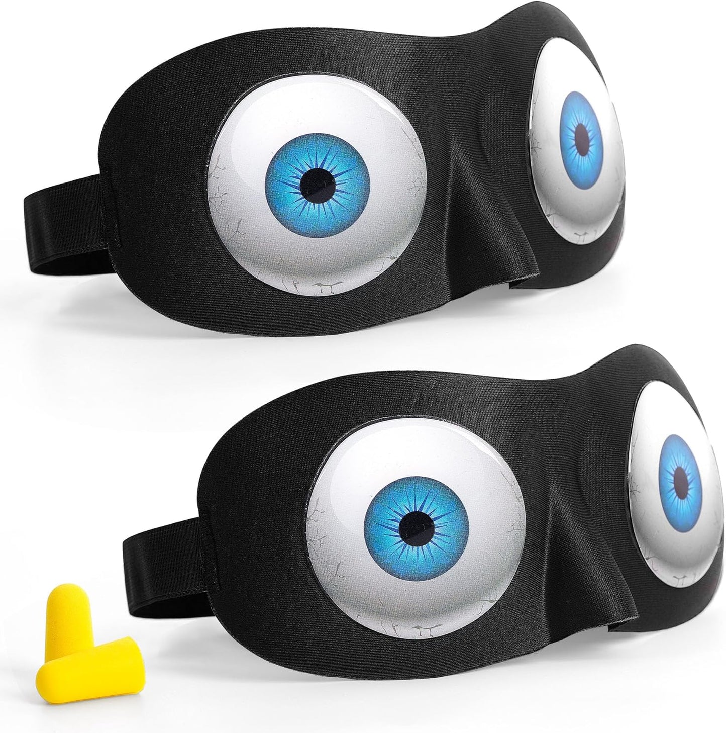 Sleep Eye Mask for Men Women Kids Funny 3D Sleeping Mask Adjustable Strap 2 Pack Eye Shade Cover for Travel, Black(Assorted A)