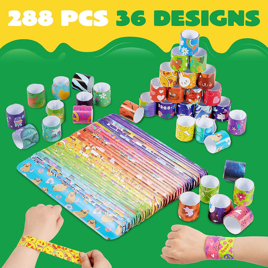 JOYIN 48 Pcs Slap Bracelets for Kids, Bulk Wristbands with Animals, Friendship, Heart, Galaxy, Party Favors, Classroom Prizes Birthday Exchanging Gifts, Goodie Bag Stuffers