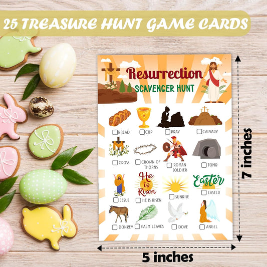 Resurrection Scavenger Treasure Hunt Game Cards, Christian Scavenger Hunt Games for Church, Easter Party Birthday Party Holiday Supplies Activities(25 Game Cards), 04