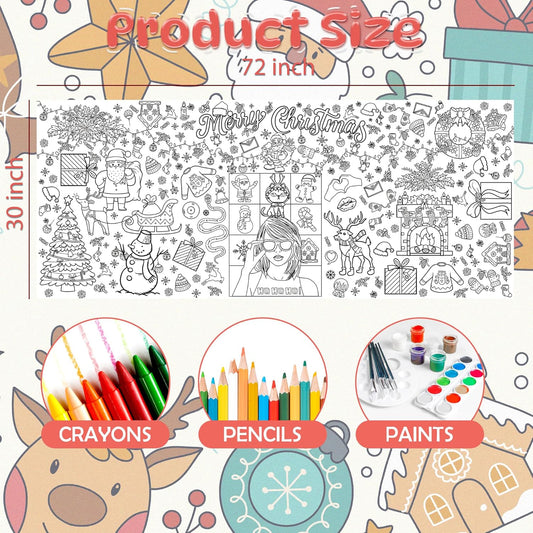 Spring Giant Coloring Poster/Tablecloth - Spring Crafts for Kids - 30 x 72 Inches Jumbo Coloring Banner Kids Games Gifts Activities Decor Party Favors