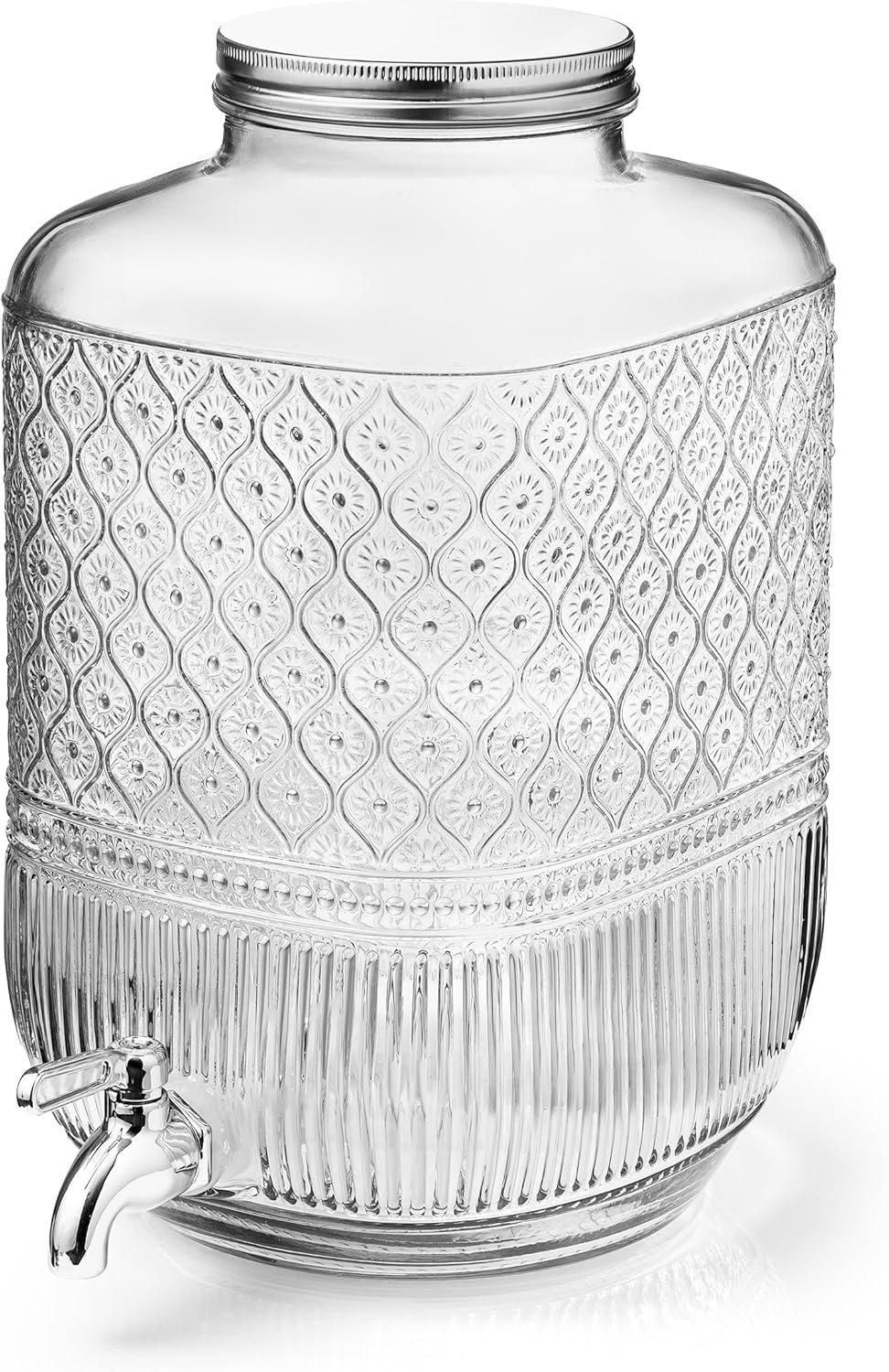 Godinger Drink Dispenser 2 Gallon, Large Glass Water Dispenser - (256oz) Blush