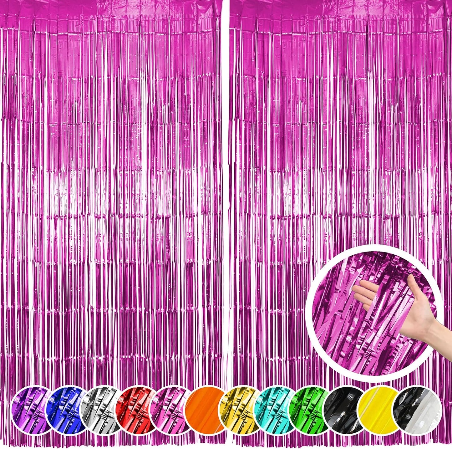 Hampton Distribution 6 Pack Silver Foil Fringe Curtains, Silver Tinsel Backdrop Party Curtains, Party Supplies for Birthday, Holidays, Parties & More