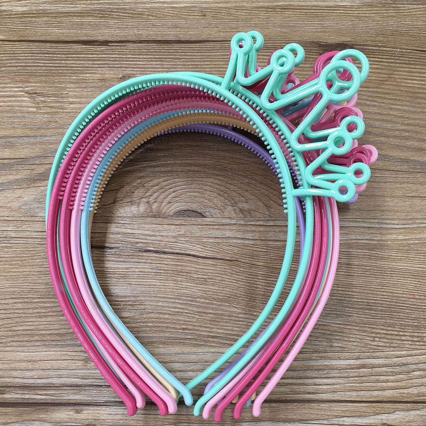 XIMA 12pcs Spring Colors ABS Plastic Material Crown Women Headbands Tiaras Head Band Princess Headear Hair Accessory (SP-Crown)