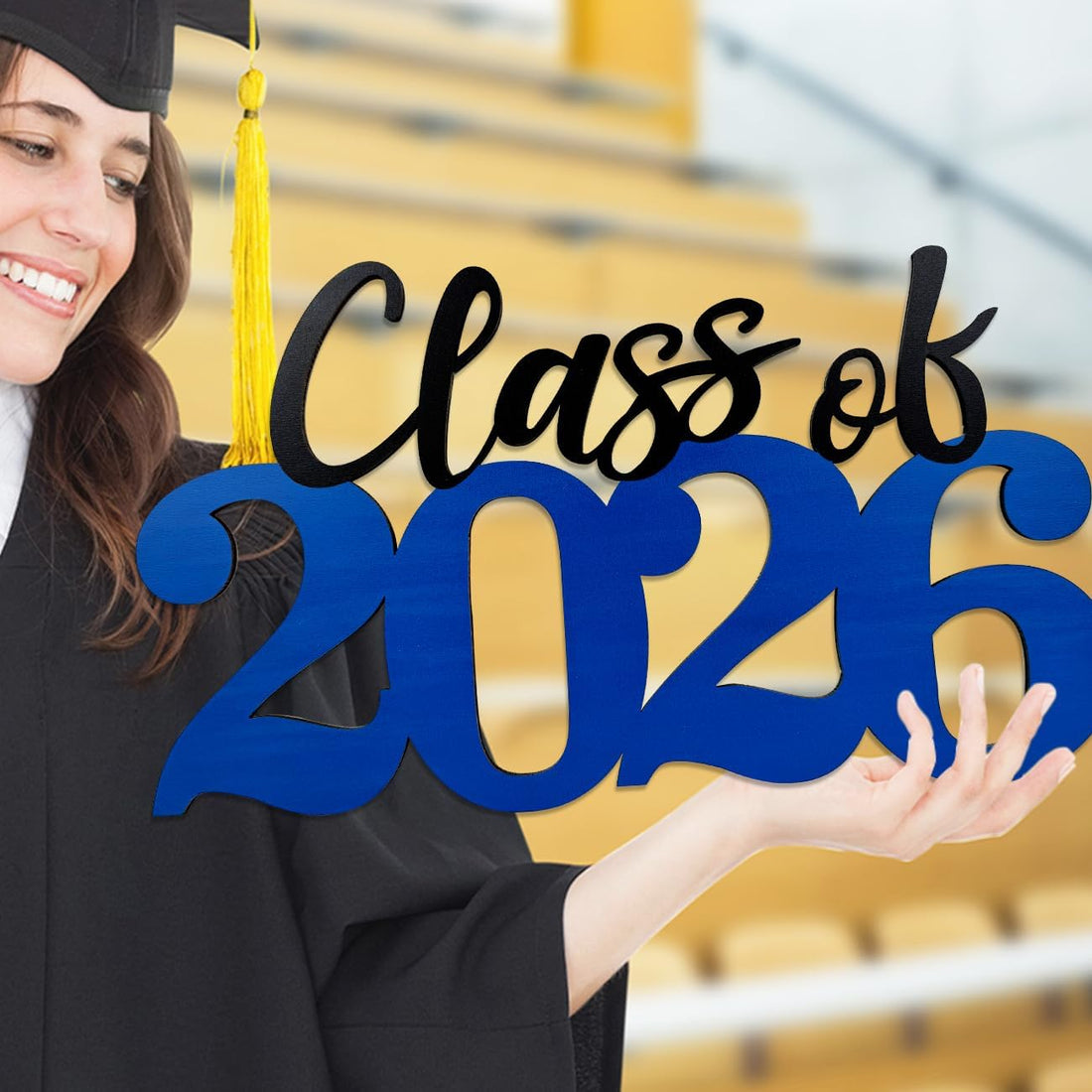 Class of 2026 Wooden Sign Graduation Party Decorations 2026 White Graduation Photo Booth Prop Senior2026 Sign for High School