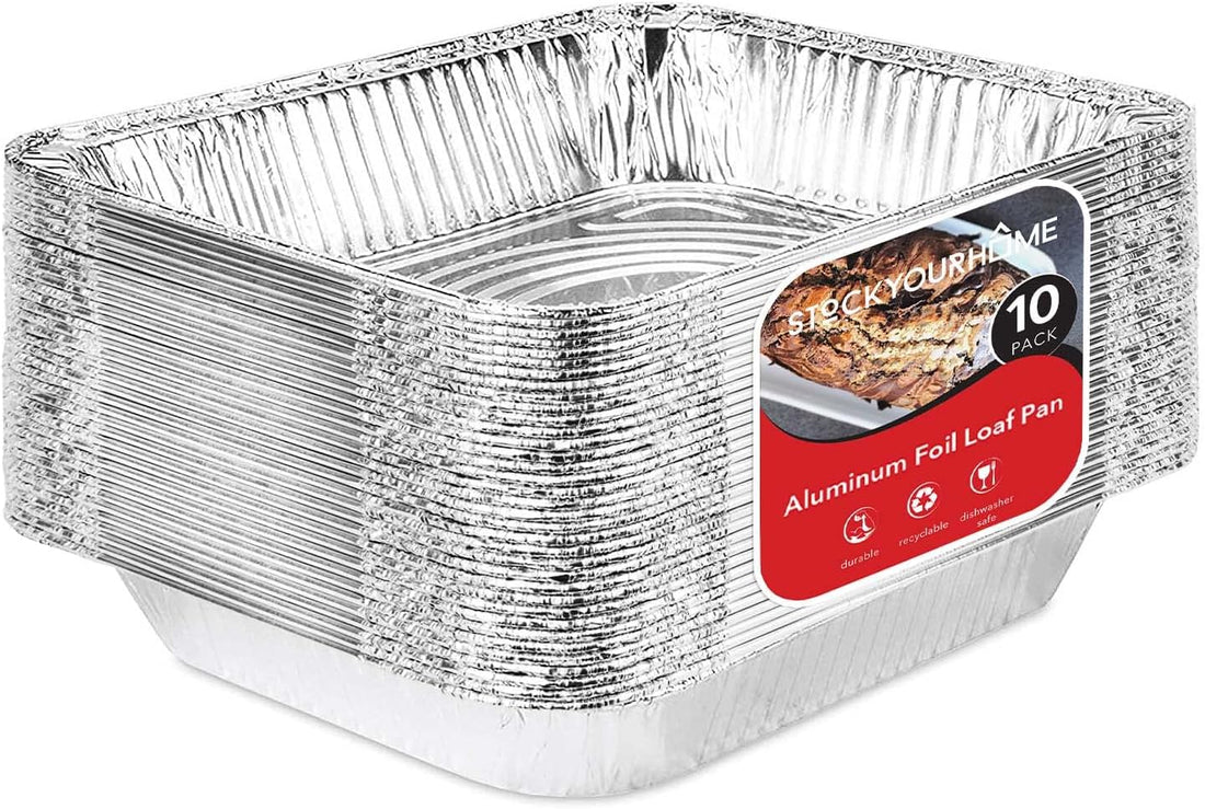 Stock Your Home Aluminum Pans 9x13 Disposable Foil Pans (30 Pack) - Half Size Steam Table Deep Trays - Tin Foil Pans Great fo