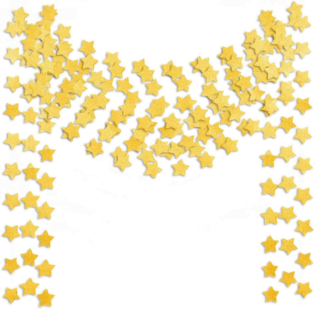 6 Pcs Gold Glitter Star Paper Garland Twinkle Bunting Banner Hanging Decorations for Christmas Birthday Party Golden Sparklin