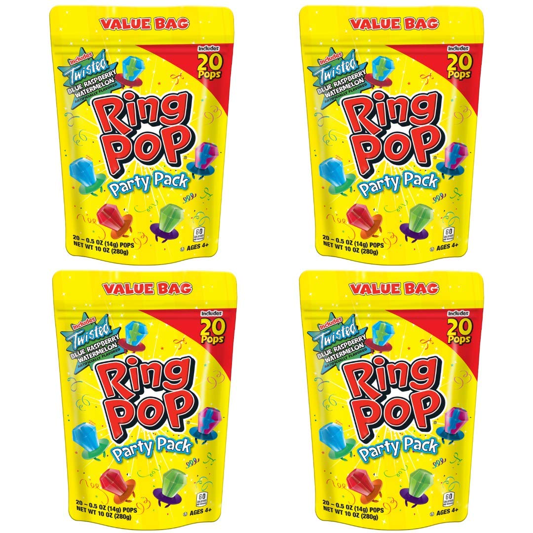 Ring Pop Lollipops - Bulk Candy Individually Wrapped Suckers Variety Party Pack- 50 Count w/Assorted Flavors - Hard Candy for