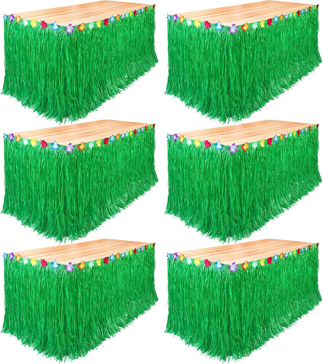 Fovths Luau Grass Table Skirt Natural 9 Feet x 29.5 Inch Hawaiian Table Skirt for Tropical Hawaiian Party Decorations Luau Co