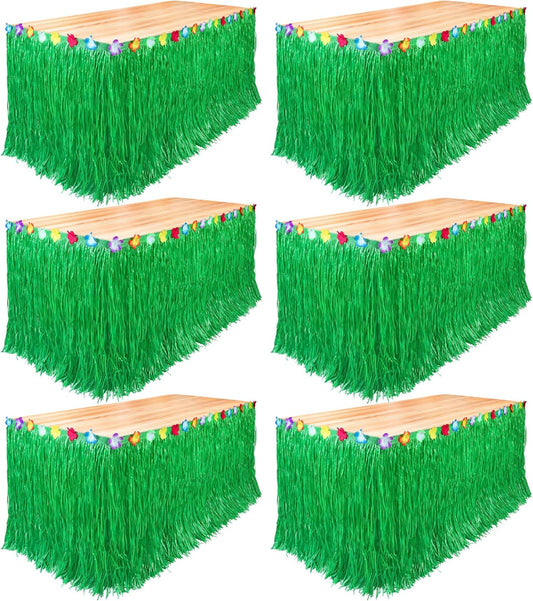 Fovths Luau Grass Table Skirt Natural 9 Feet x 29.5 Inch Hawaiian Table Skirt for Tropical Hawaiian Party Decorations Luau Co