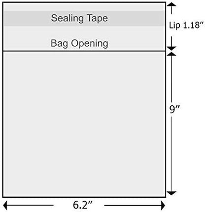 Delatanus 6''x 9'' Clear Cellophane Bags 1.6-mil,Fits A9 Envelopes 6X9 Inch Art Work Cards Photos Candy Treats Bakery Cookie Clear Cello Plastic Sleeve(100 Count)