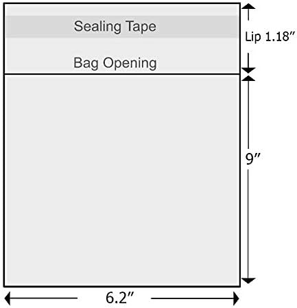 Delatanus 6''x 9'' Clear Cellophane Bags 1.6-mil,Fits A9 Envelopes 6X9 Inch Art Work Cards Photos Candy Treats Bakery Cookie Clear Cello Plastic Sleeve(100 Count)