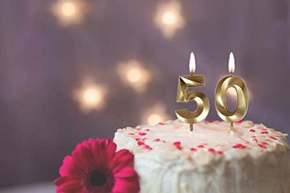 50th Birthday Candles,Gold Number 50 Cake Topper for Birthday Decorations Party Decoration