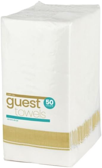 Rectangle Cloth-Like White Napkins with Gold Border, 50 Pack Fancy Paper Napkins, 22" x 22" Disposable Dinner Napkins - Decorative For Parties, Weddings, Dinners, Upscale Parties & Events