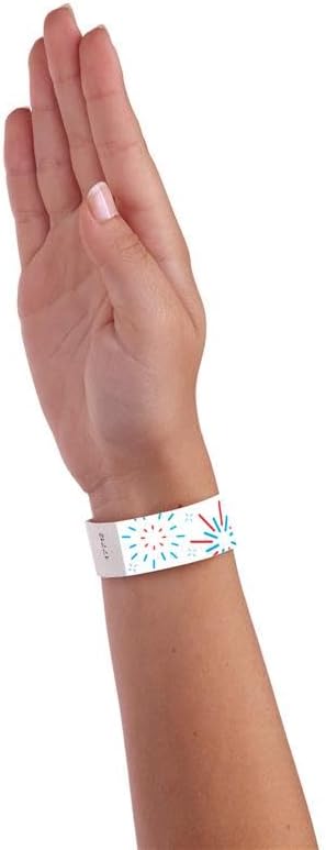 500 WristCo Red Stars Tyvek Wristbands for Events - Comfortable Tear Resistant Paper Bracelets ID Wrist Bands for Concerts Festivals Admission Party Identification Tours