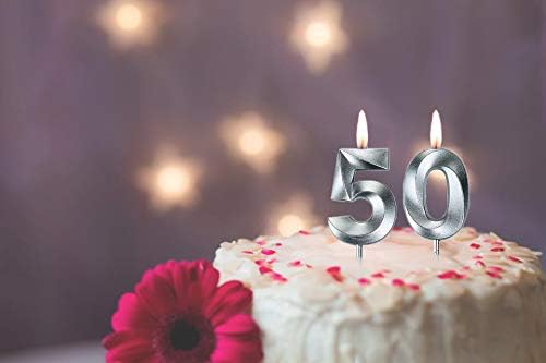 50th Birthday Candles,Gold Number 50 Cake Topper for Birthday Decorations Party Decoration