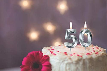 50th Birthday Candles,Gold Number 50 Cake Topper for Birthday Decorations Party Decoration