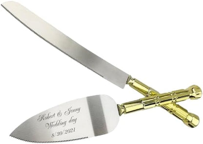 GIFTS INFINITY Personalized Wedding Cake Knife and Server Set with Engraving – Cake Cutting Utensil Set, Keepsake Gift for Wedding, Anniversary, Reception, Birthday & Other Occasions (CH-101WB)
