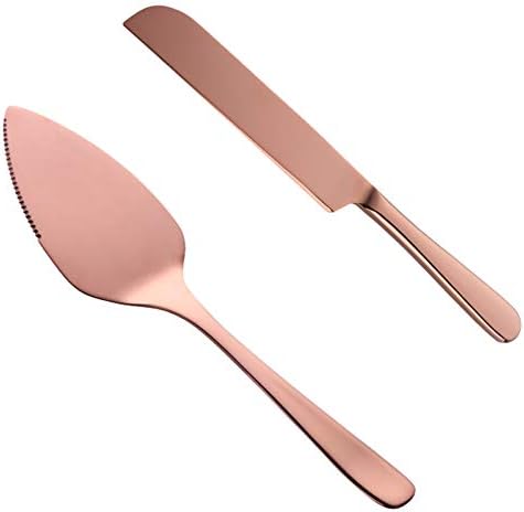 Wedding Cake Knife Server Set, 304 Stainless Steel Spatula Baking Tool Cake Shovel Butter Knives For Pie/Pizza/Cheese (Gold)