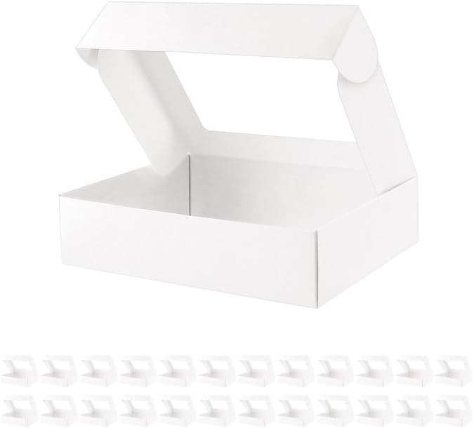 15 Pumpkin Roll Boxes, 12x8x3.5 inches Cake Roll Container, White Roll Cake Boxes with Window, Donut Boxes Pastry Cake Packaging