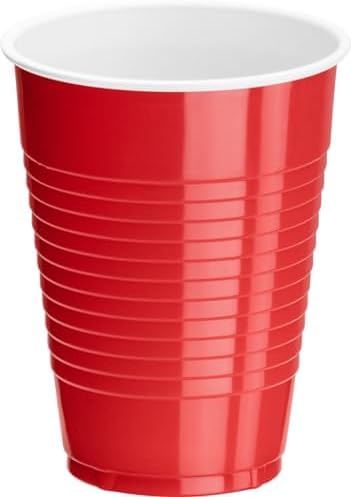 DecorRack 20 Party Cups 12 oz Disposable Plastic Cups for Birthday Party Bachelorette Camping Indoor Outdoor Events Beverage Drinking Cups (Black, 20)
