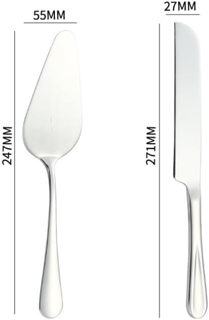 Cake Serving Set, Cake Pie Pastry Servers, Stainless steel Cake Knife and Server Set Perfect For Birthday, Wedding, Parties and Events (Silver)