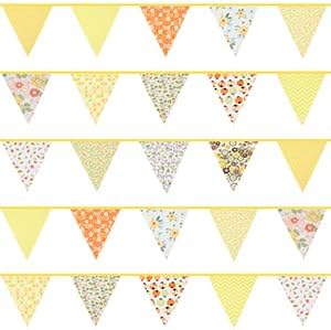 jijAcraft 39Ft Triangle Bunting Banner, 42Pcs Tea Floral Party Bunting Cotton Fabric Flags Pennant Garlands for Birthday Party, Wedding, Baby Shower, Outdoor and Home Decorations (Pink)