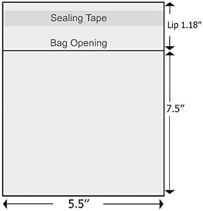 Delatanus 150 Pcs 5-1/2'' x 7-1/2'' Clear Cellophane Cello Bags,Thick Greeting Card Plastic Sleeves-Fit 5 X 7 Inch Cards Photos A6 A7 Envelopes Candy Treats 1.5-Mil