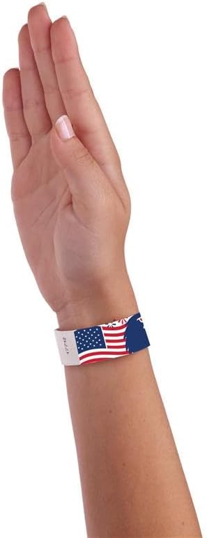 500 WristCo Red Stars Tyvek Wristbands for Events - Comfortable Tear Resistant Paper Bracelets ID Wrist Bands for Concerts Festivals Admission Party Identification Tours
