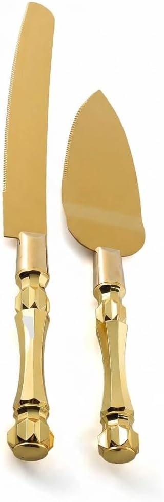 Homi styles Wedding Cake knife and Server Set | Elegant Rose Gold Color Premium 420 Stainless Steel plated Blades | Cake & Pie Serving Set for Wedding Cake, Birthdays, Anniversaries, Parties